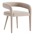 Modern Beige Upholstered Accent Chair with Curved Armrests and Slim Legs