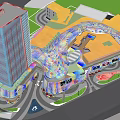 Modern Commercial Landscape Design With Tall Building Shopping Complex And Glass Facade