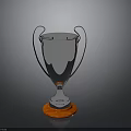 Shiny Silver Trophy With Dual Handles And Red Base For