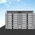 Modern Residential Building Simple House Multi-storey Residence 3d model