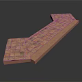Brick Pathway Structure with Interlocking Bricks and Curved Design for Outdoor Garden Landscaping
