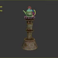 Vintage Decorative Teapot with Multi Layered Tower Base for Home Living Decoration
