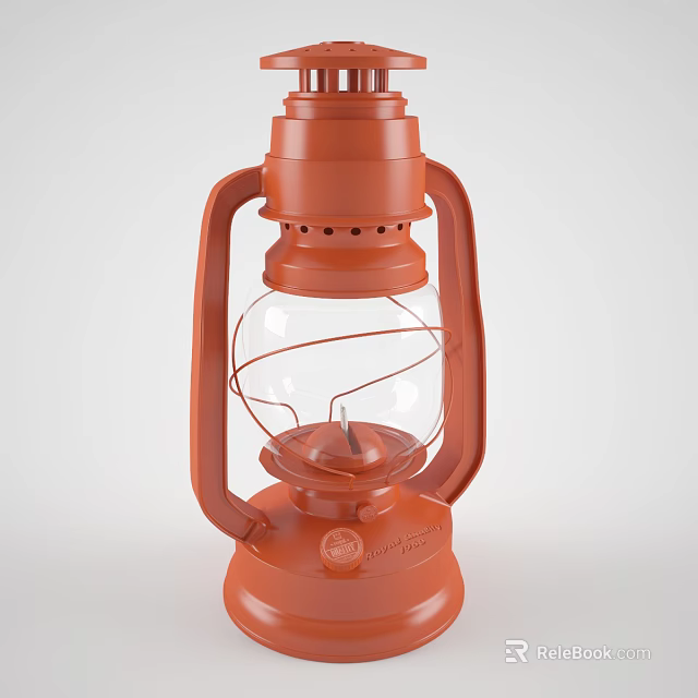 Orange Vintage Candle Lamp With Glass Shade And Metal Frame For Home Decor 3d model 