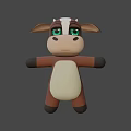 Cute Brown And White Cartoon Cow Character With Big Green Eyes Open Arms