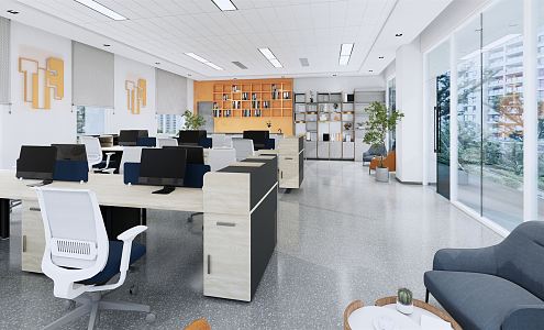 modern public office area open office 3d model