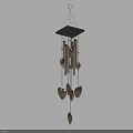 Modern Pendant Light with Black Square Top and Hanging Metal Heart Decorations