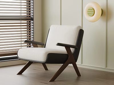 Elegant Mid Century Lounge Chair With Solid Wood Frame And Comfortable Soft Fabric Upholstery 3d model