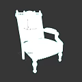 Classical Armchair with Ornate Patterns on Upholstery Dark Wooden Frame Gold Accents and Carved Armrests