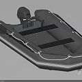 Black Inflatable Motor Yacht With Outboard Engine Deck Seating And White Railings