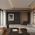 Modern Living Dining Room Interior With Neutral Tones TV Wall And Storage Shelves