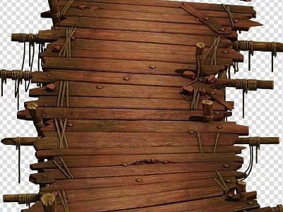 Rustic Stacked Wooden Planks Tied With Thick Ropes And Natural Grain Texture 3d model