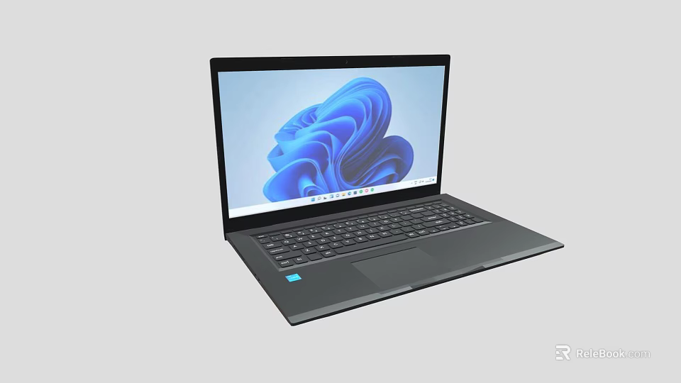 Modern Sleek Laptop Featuring Blue Abstract Screen Pattern And Clear 3d model 