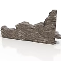 Realistic Stone Wall Ruins With Weathered Texture And Broken Sections 3d model