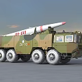 Military Vehicle With Camouflage Paint Multiple Wheels DF-15B Missile And Red Star Symbol