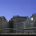 Detailed Aerial View Planning of Urban Area with High rise Buildings Green Spaces and River
