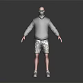 A Man in Black Hoodie and Camouflage Shorts White Sneakers Standing on Reflective Black Background