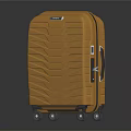 Modern Orange Suitcase With Wavy Surface Texture And Rolling Wheels Design