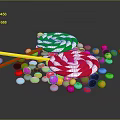 Colorful Lollipops And Assorted Candies With Vibrant Colors On Reflective Surface