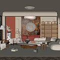 Modern Living Room Interior With White Sofa Coffee Table Pendant Light And Artwork