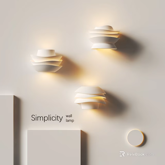 Simple White Layered Wall Lamp with Modern Minimalist Design and Warm Illumination 3d model 