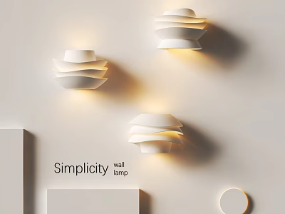 Simple White Layered Wall Lamp with Modern Minimalist Design and Warm Illumination 3d model