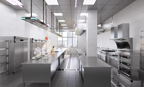 Restaurant Kitchen Equipment Appliance Combination Stainless Steel Kitchenware Console Kitchen Hanging Cabinet Electrical Appliances Canteen Hotel Kitchen 3d model