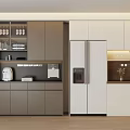 Elegant Modern Kitchen Wine Cabinet With Glass Shelves And Wine Bottle Storage