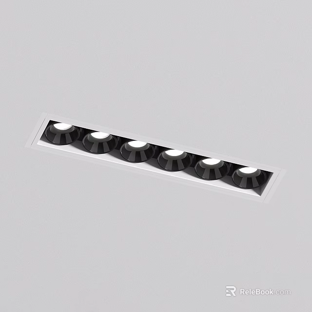 Modern Linear Recessed Ceiling Downlights Spotlights With Black Sleek Fixtures 3d model 