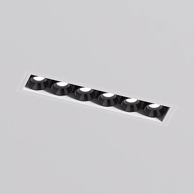 Modern Linear Recessed Ceiling Downlights Spotlights With Black Sleek Fixtures 3d model