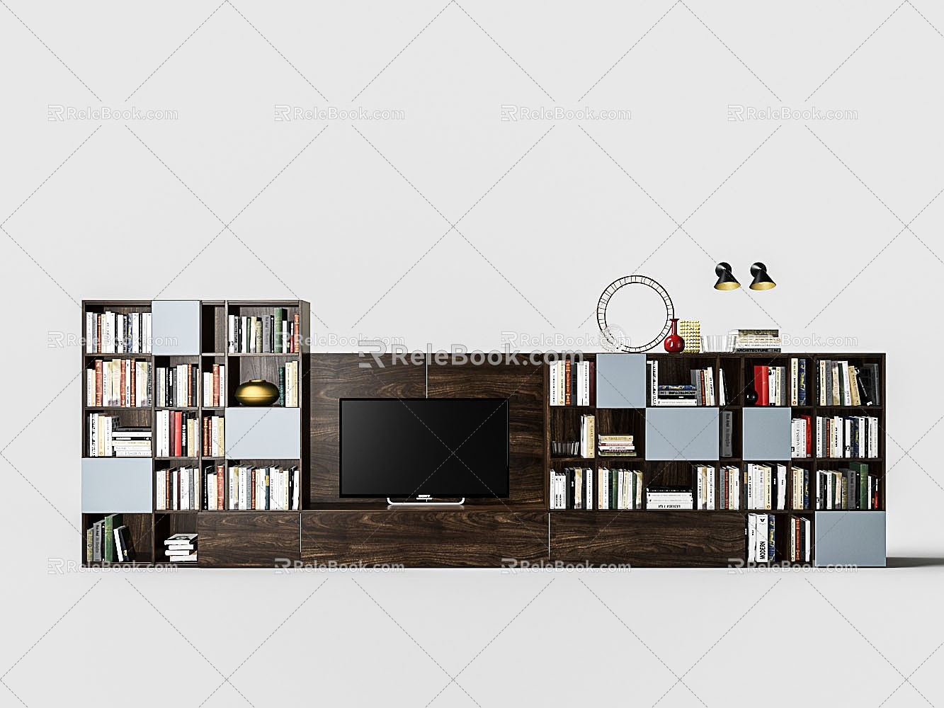 Chinese-style TV cabinet bookcase 3d model