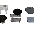 Modern Coffee Tables Collection Featuring Round Marble And Rectangular Metal Frame Designs 3d model
