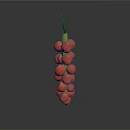 Vibrant Fresh Red Fruit Cluster With Green Leaves On White Background