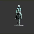 Man Riding Walking Horse Bronze Statue Displayed On White Base 3d model