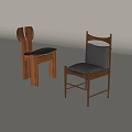Modern Wooden Single Chair With Black Cushion And Carved Leaf Backrest