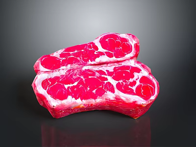 Fresh Raw Beef Steak Slices With Marbled Red Texture On Black 3d model