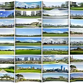 Beautiful Scenery of City with Green Spaces Lakes and Trees Under Blue Sky