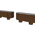 Modern Walnut Console Cabinet With Four Doors And Cylindrical Legs Design 3d model