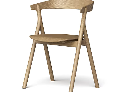 Modern Light Wood Dining Chair With Sleek Armrests And Minimalist Design Structure 3d model