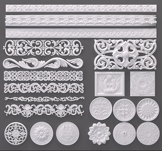 European-style Carved Component 3d model