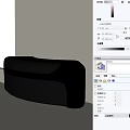 Modern Bar Counter With Silver And Black Smooth Surface And Curved Design In White Background