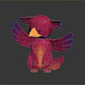 Pink Fantasy Creature With Purple Gradient Wings And Orange Glowing Belly Sitting On Dark Background