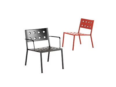 Modern Leisure Chairs In Black And Red With Hole Design Metal Frame Structure 3d model