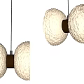 Modern Pendant Light with Dual Textured Glass Shades and Golden Connector in Elegant Design