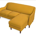 Modern Yellow L Shaped Sofa Set With Wooden Legs For Living Room