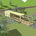Modern Bridge Container Landscape Bridge 3d model