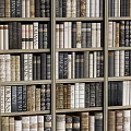 Vintage Wooden Bookshelf With Neatly Arranged Books And Diverse Cover Designs