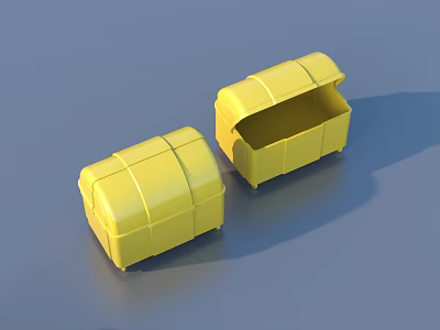Yellow Household Storage Boxes Open And Closed For Organizing Items 3d model