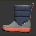 Blue And Gray Padded Winter Boots With Orange Pull Tab And Thick Sole 3d model