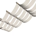 Elegant White Ceiling Drapery With Wooden Supports And Layered Design