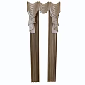 Elegant Soft Draped Curtains With Ruffled Top And Beige Vertical Pleats 3d model